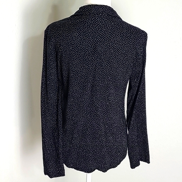 Spense Black & White Polka-dot Longsleeve Blouse, Size Medium - Picture 8 of 10